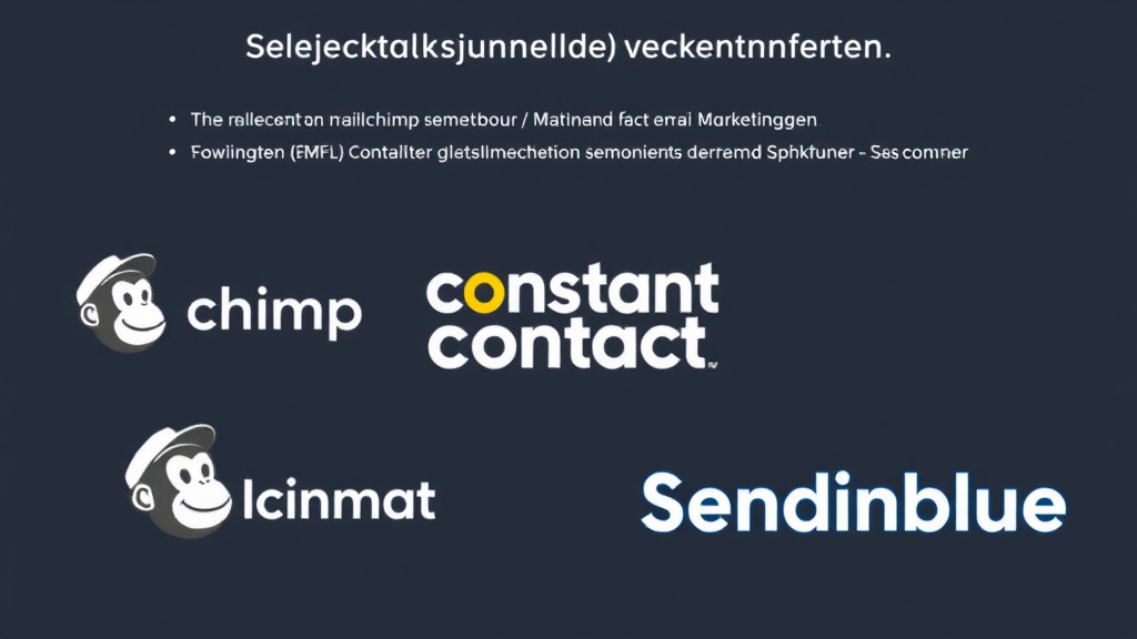 Grafik mit Logos von verschiedenen E-Mail-Marketing-Diensten wie Mailchimp, Constant Contact und Sendinblue, um die Auswahlmöglichkeiten und Funktionen zu veranschaulichen.