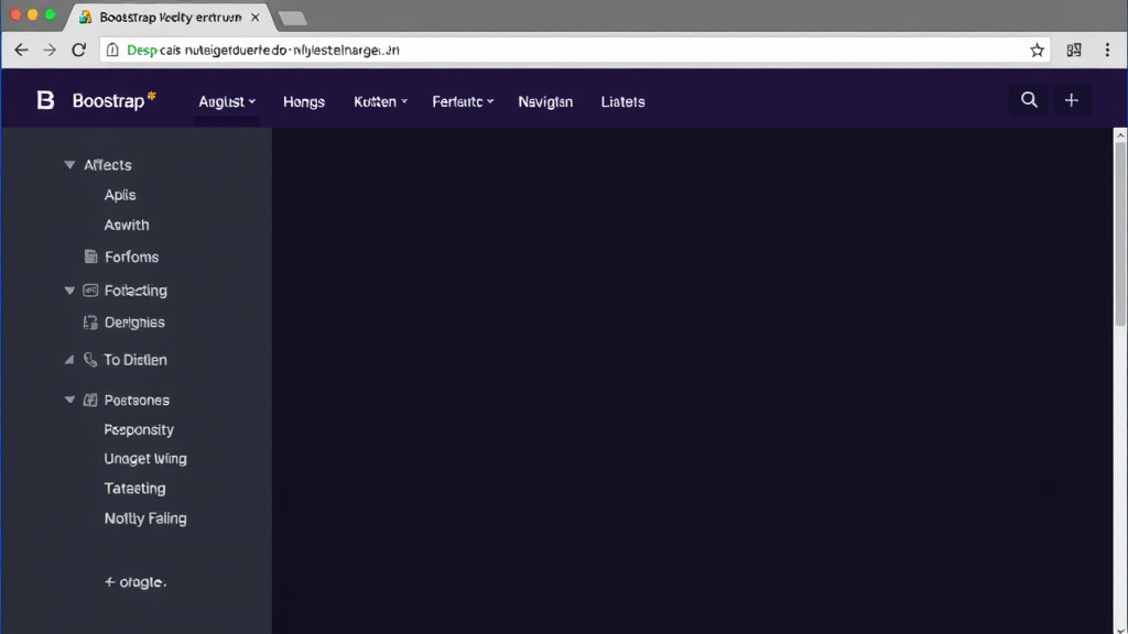 Screenshot einer Website, die mit Bootstrap erstellt wurde, zeigt responsive Navigation, angepasste Farben und individuelle Stiländerungen durch CSS und Sass.