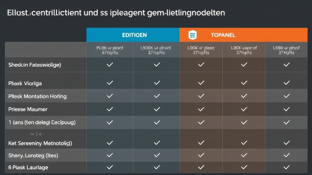 Tabelle mit den verschiedenen Editionen von Plesk und cPanel, Preisen und Lizenzmodellen zur Auswahl für Webhosting-Dienste.