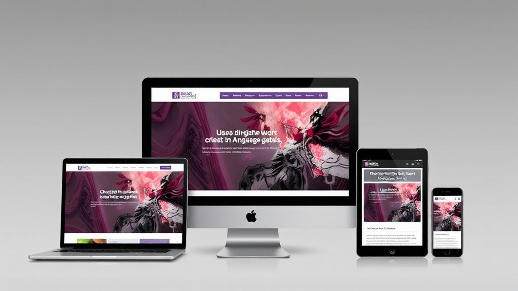 Grafische Darstellung einer responsiven Website, die auf verschiedenen Geräten (Desktop, Tablet, Smartphone) optimal aussieht, mit Darstellung von Media Queries und flexiblen Layouts.