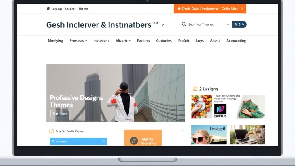 Illustration eines hochwertigen Premium-WordPress-Themes auf einem Laptop-Bildschirm, das professionelle Designs und erweiterte Funktionen zeigt.