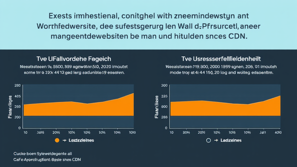 Visualisierung von zwei Fallstudien, die die Leistungssteigerung von WordPress-Websites durch die Implementierung eines CDNs zeigen, inklusive Diagramme von Ladezeiten und Benutzerzufriedenheit.