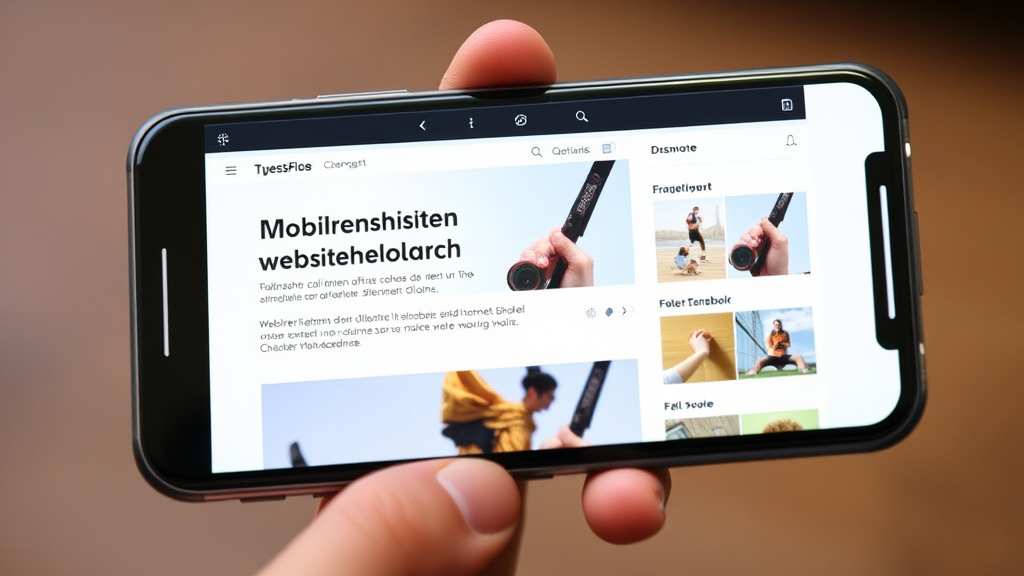 Darstellung einer mobilfreundlichen Website auf einem Smartphone, die sich dynamisch an verschiedene Bildschirmgrößen anpasst, mit benutzerfreundlicher Navigation und schnellen Ladezeiten.