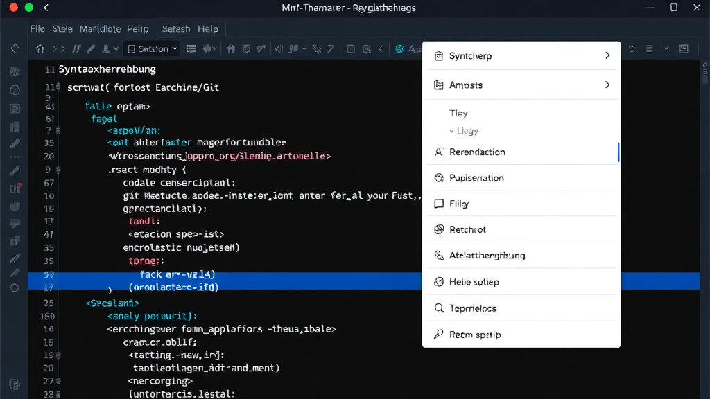 Screenshot des Atom-Texteditors, der Syntaxhervorhebung, Codevervollständigung und integrierte Git-Optionen zeigt, mit einem anpassbaren Interface.