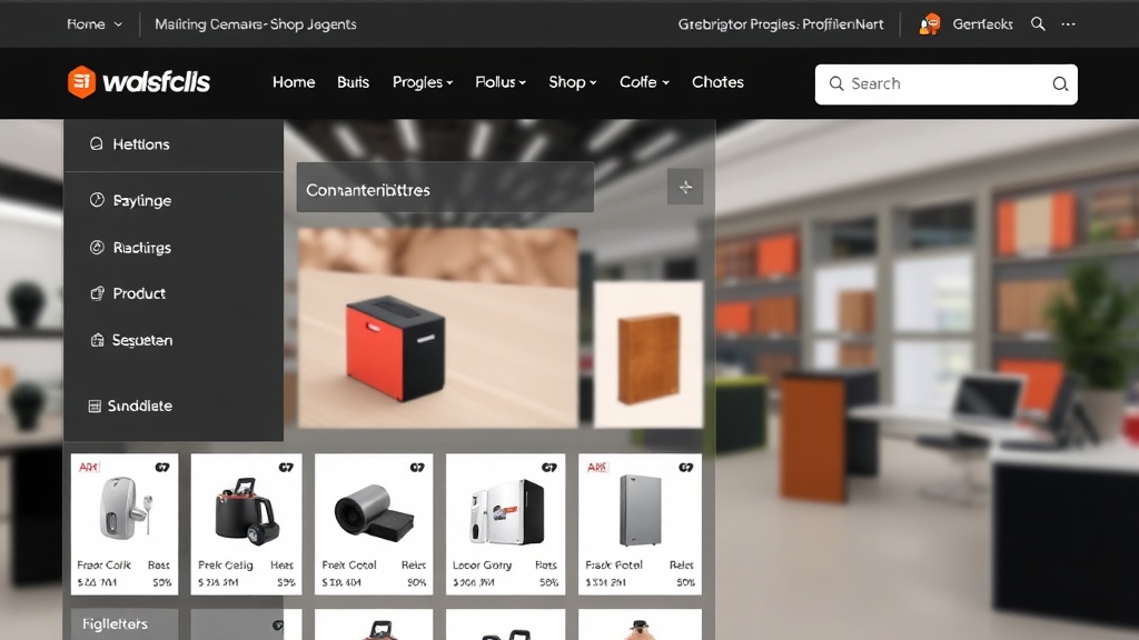 Screenshot eines professionellen Online-Shops mit ansprechendem Design, benutzerfreundlicher Navigation und Hochformat-Zoom auf Produktbilder mit detaillierten Beschreibungen.