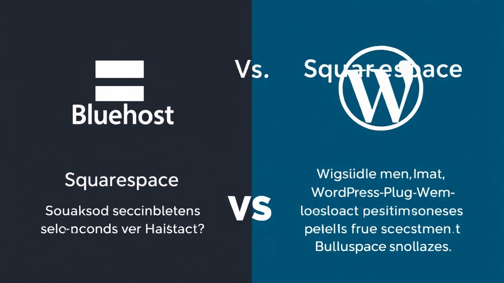 Vergleich von Bluehost und Squarespace für SEO, mit Squarespace's integrierten Tools und Bluehost's WordPress-Plugins für erweiterte Optimierungsmöglichkeiten.