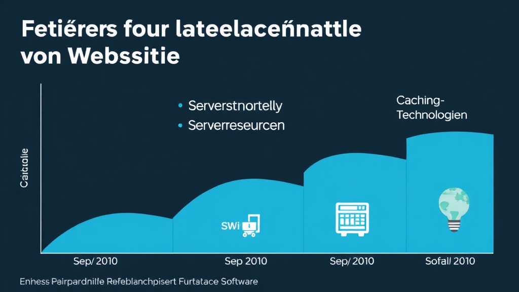 Grafik, die Faktoren für die Ladegeschwindigkeit von Websites zeigt: Serverstandort, Speichertechnologie, Serverressourcen, Caching-Technologien und aktuelle Software.
