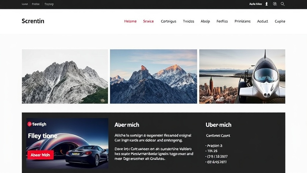 Screenshot eines ansprechenden Webdesign-Portfolios mit hochwertigen Projektbildern, einer übersichtlichen Struktur, einer Über-mich-Seite und Kontaktinformationen.