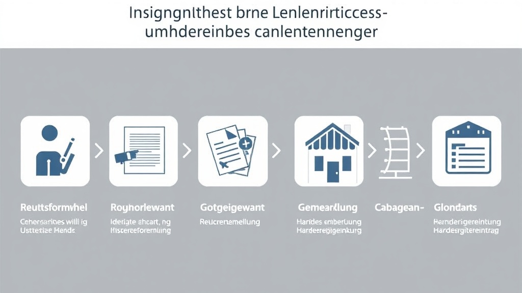 Visualisierung des Gründungsprozesses eines kleinen Unternehmens: Schritte wie Rechtsformwahl, Gesellschaftsvertrag, Gewerbeanmeldung und Handelsregistereintrag werden dargestellt.