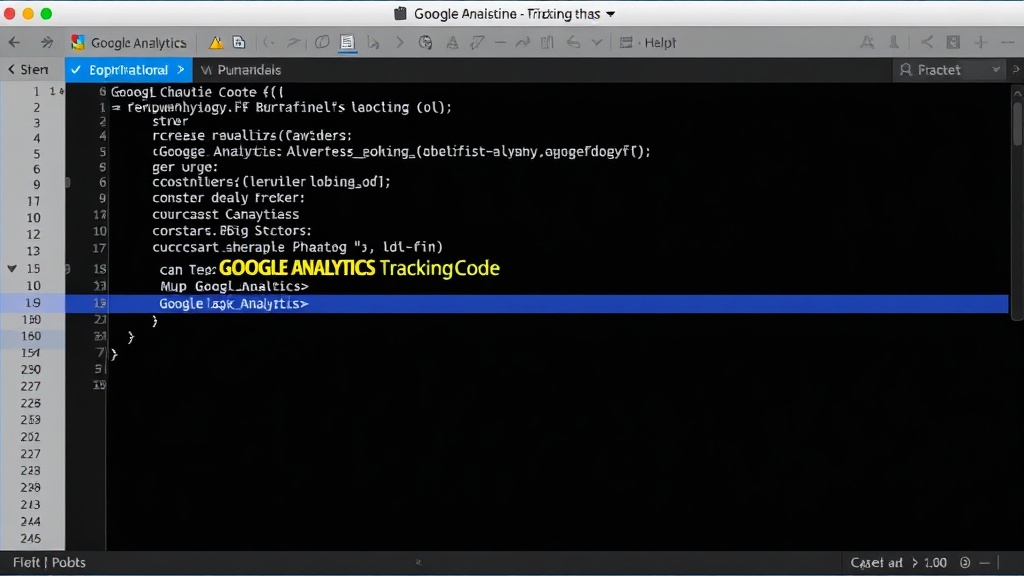 Computerbildschirm mit Code-Editor, in dem der Google Analytics Tracking-Code in die header.php einer WordPress-Website eingefügt wird, um die manuelle Integration zu zeigen.
